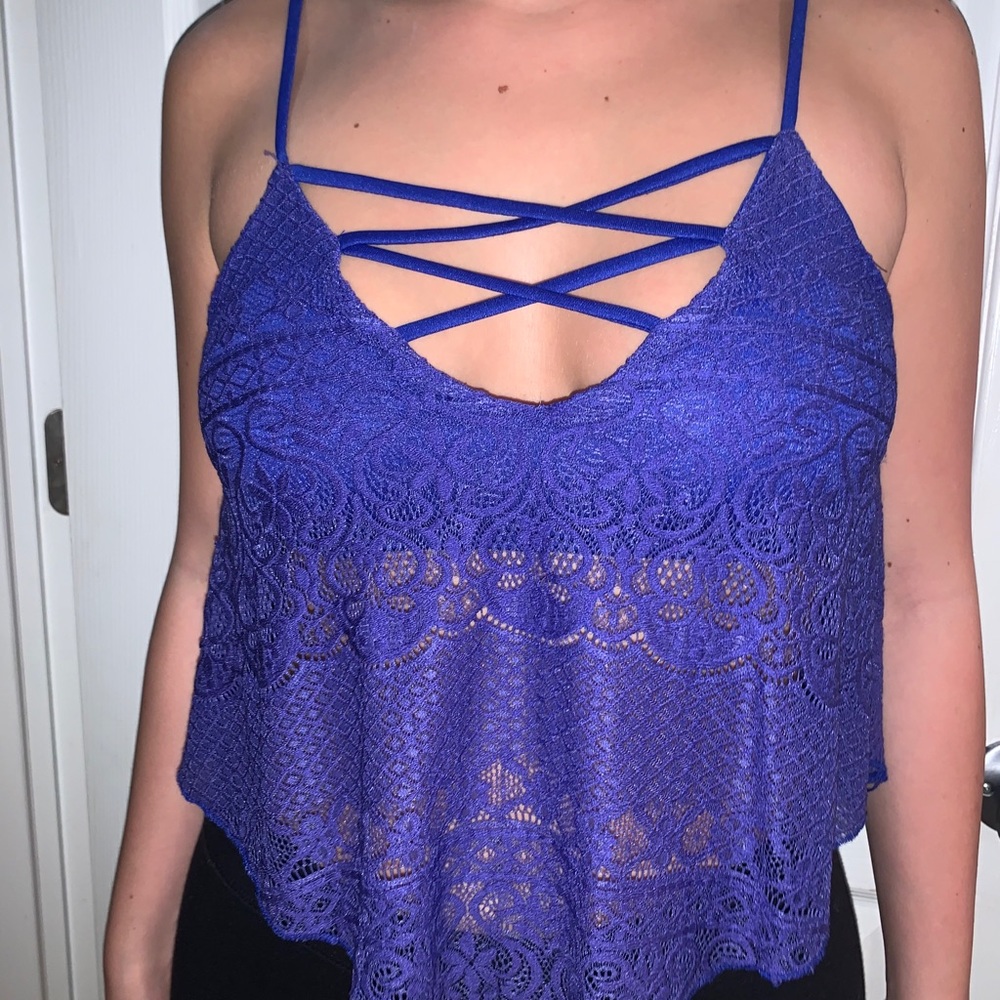 Royal blue lace top